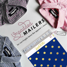 Load image into Gallery viewer, 10” X 13” Navy & Gold Polka Dot Thank You Message Poly Mailer Envelope - 100 Count