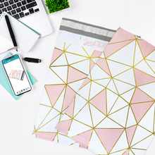 Load image into Gallery viewer, 10” X 13” Mosaic Pink Triangle Self-Sealing Poly Mailer Envelope - 100 Count