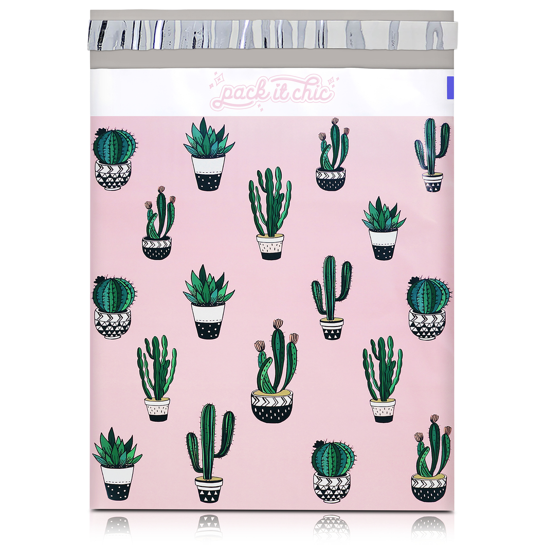 10” X 13” Cactus & Succulents Pattern Self-Sealing Poly Mailer Envelope - 100 Count