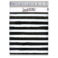 Load image into Gallery viewer, 10” X 13” Black Watercolor Stripes Self-Sealing Poly Mailer Envelope - 100 Count
