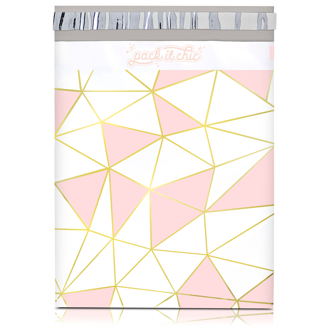 10” X 13” Mosaic Pink Triangle Self-Sealing Poly Mailer Envelope - 100 Count