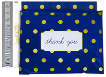 Load image into Gallery viewer, 10” X 13” Navy &amp; Gold Polka Dot Thank You Message Poly Mailer Envelope - 100 Count
