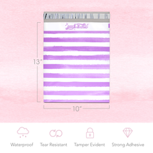 Load image into Gallery viewer, 10” X 13” Purple Watercolor Stripes Self-Sealing Poly Mailer Envelope - 100 Count
