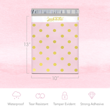 Load image into Gallery viewer, 10” X 13” Pink Polka Dot Thank You Message Self-Sealing Poly Mailer Envelope - 100 Count
