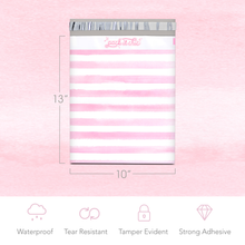 Load image into Gallery viewer, 10” X 13” Pink Watercolor Stripes Self-Sealing Poly Mailer Envelope - 100 Count

