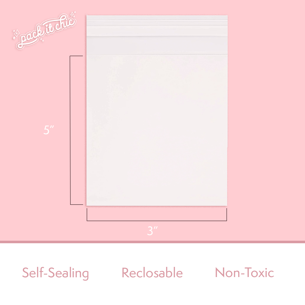 3” X 5” Clear Self-Sealing Resealable Cellophane Bags - Perfect